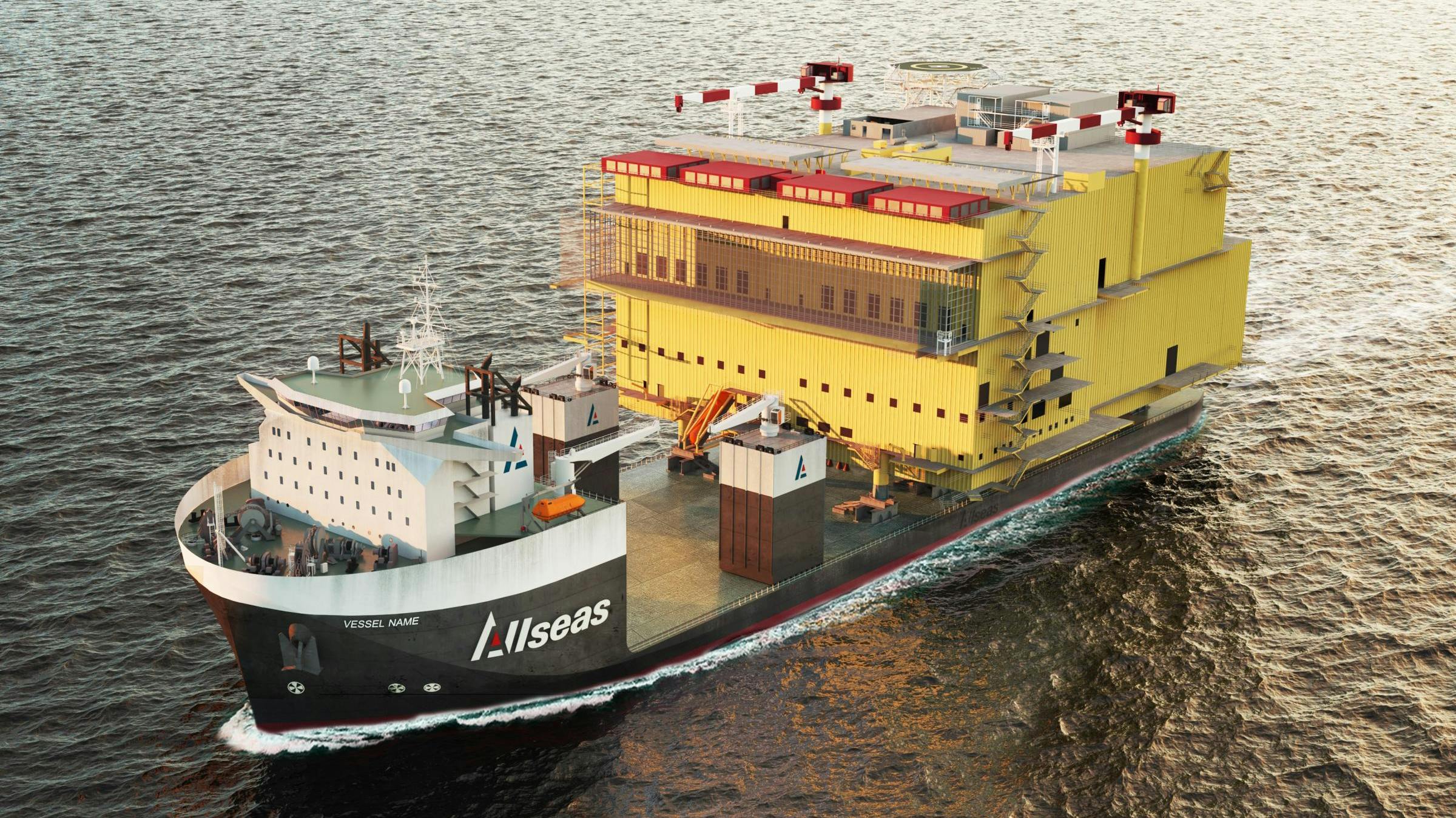 heavy-transport vessel with TenneT 2-GW Topsides
