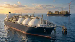 An artist's rendering of an FSRU and FLNG