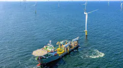 A Boskalis vessel works within an offshore wind farm