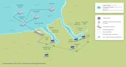 map of the Liverpool Bay CCS transportation and storage network