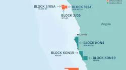 Map showing Afentra's offshore and onshore interests in Angola