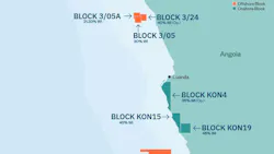 Map showing Afentra's offshore and onshore interests in Angola
