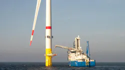 Offshore Wind Turbine Maintenance Vessel at Sea