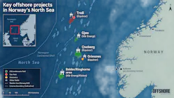 AI-generated map of NCS offshore fields and projects