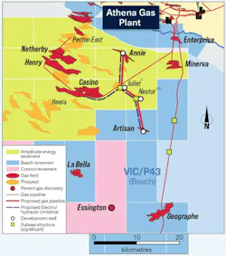 Map of Amplitude Energy's Annie, Juliet and Nestor prospects