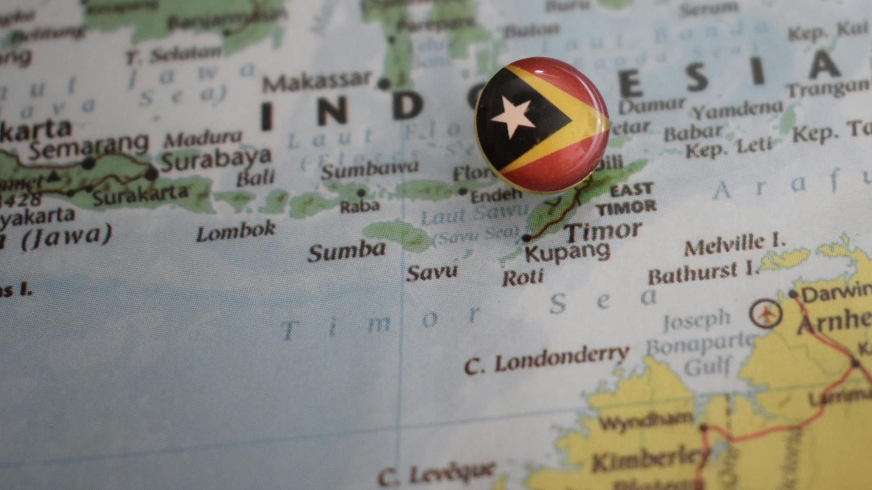 Map of Timor-Leste flag and Timor Sea