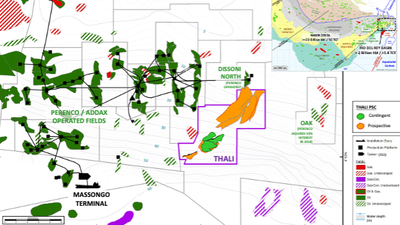 Map of Thali license offshore Cameroon showing Njonji discovery